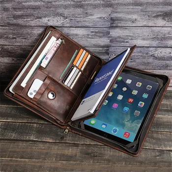 Taşınabilir çok fonksiyonlu deri çanta için iPad Pro 12.9 Çılgın At cilt Apple tablet bilgisayar koruyucu kılıf