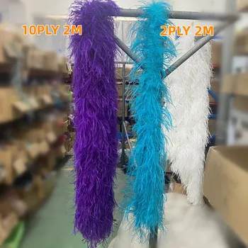 Toptan 2 Metre Kabarık Devekuşu Tüyü Bboa Etek Kostüm Trim Şal için Parti Düğün Zanaat Devekuşu Tüyü Süslemeleri Eşarp