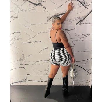 Tüylü Yan Bölünmüş Şort Kadın Zebra Baskı Sıska Lace Up 2023 Moda Vahşi Casual Streetwear Elastik Mini Dipleri