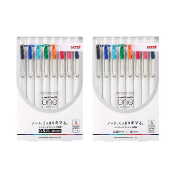 Uni Topu Bir Mürekkep Jel Kalem Seti UMN-S 0.38 mm 0.5 mm 8 Renkler Japonya