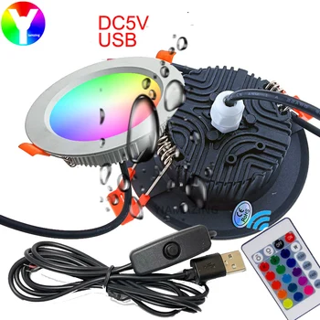 USB DC5V RGB IP65 LED su geçirmez LED Downlight mutfak banyo 5W 7W 9W 12W IP66 IP67 açık Spot ışık gömme tavan lambası