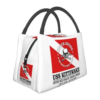 USS Kittiwake Tüplü Dalış Yalıtımlı Öğle Yemeği Çantası Kadın Sızdırmaz Dalgıç Dalış Bayrağı Soğutucu Termal yemek taşıma çantası Plaj Kamp Seyahat