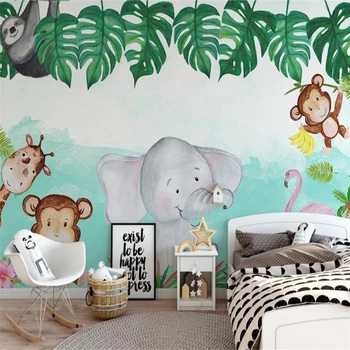 wellyu İskandinav modern minimalist karikatür hayvan fil çiçek çocuk odası duvar özel büyük duvar kağıdı duvar