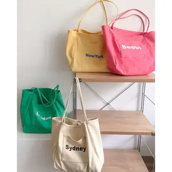Yaz Kadın Kanvas omuz çantaları Kızlar Pamuklu Bez alışveriş çantası Eko Çanta Öğrenci Kitap Çantası Bayanlar Büyük Bakkal alışveriş çantası