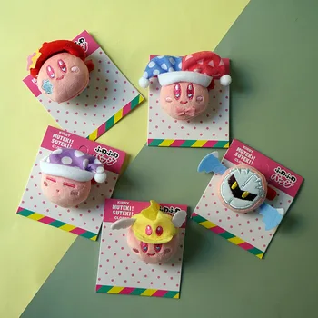 Yeni Anime Pembe Kirby peluş oyuncaklar Kawaii Broş Karikatür Peluş Yumuşak Doldurulmuş Bebek Dekoratif Giyim Çantası Çocuk Kız Erkek Hediye
