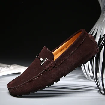 Yeni Erkek rahat ayakkabılar Moda Süet Yumuşak erkek mokasen ayakkabıları Eğlence Moccasins üzerinde Kayma erkek sürüş ayakkabısı Tembel Ayakkabı El Yapımı Daireler Rahat