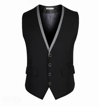 Yeni Tasarım Colete Sosyal Siyah Ve Gümüş Takım Elbise Yelekler Erkekler İçin slim fit uzun kollu erkek gömlek Düğün Balo Parti Yelekler Custom Made X-6XL
