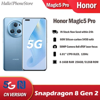 YENİ Onur Magic5 Pro 5G Akıllı Telefon Snapdragon 8 Gen 2 66W 5450mAh MagicOS 7.1 6.81 