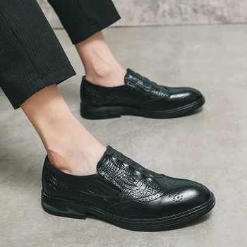 Yüksek Kaliteli Timsah Derisi Elbise Ayakkabı erkek mokasen ayakkabıları Oxford Ayakkabı Erkekler İçin Resmi Evlilik Düğün Ayakkabı sivri lüks ayakkabı