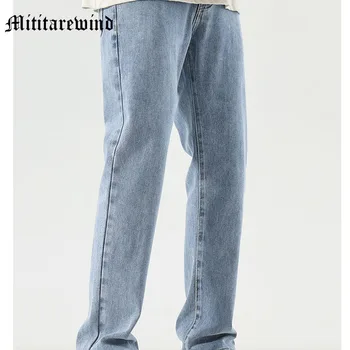 Yüksek Sokak Vibe Streetwear Amerikan Y2k Gevşek Baggy Erkek Pantolon Geniş Bacak Düz Baskı günlük kot Tam Boy Sonbahar Pantolon