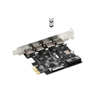 Çift güç kaynağı PCI-E USB 3.0 genişletme kartı, dört bağlantı noktalı yüksek hızlı masaüstü USB3. 0 genişletme kartı, 4 bağlantı noktası