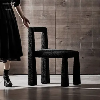 Çin Retro Sandalye yemek odası mobilyası Nordic ışık Lüks Kumaş yemek sandalyeleri Modern Tasarımcı Kahve Dükkanı arka yemek sandalyesi