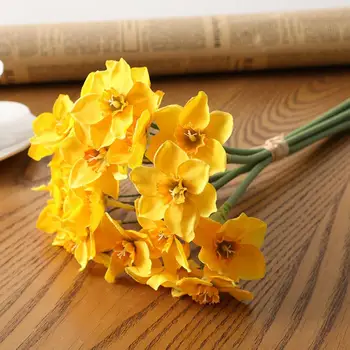 Çiçek Buketi 6 Adet yapay Çiçek Çevre Dostu Anti-solmaya Kumaş Yapay Nergis Ev için