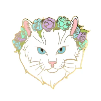 Çiçek taç iğneli beyaz kedi pastel yetenek ilavesi