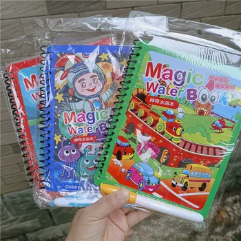 Çocuk Erken Eğitici Oyuncaklar Büyülü Kitap Kalem ile Su Çizim Montessori Oyuncaklar Hediye Kullanımlık Boyama Sihirli çizim kitabı