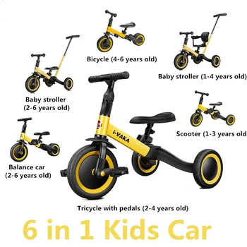 Çocuk Üç Tekerlekli Bisiklet Bisiklet Çok Fonksiyonlu Denge Scooter Pedalı 3 in 1 Sürgülü Araba Açık Oyuncaklar Çocuklar için Hediye 1-6 yıl