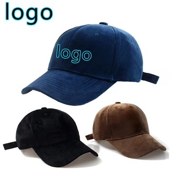 Özel Logo Kadife beyzbol şapkaları Açık Unisex Rahat Ayarlanabilir Kamyon Şoförü Kapakları Kadın Snapback Baba Şapka Hip Hop Moda Çift Kap