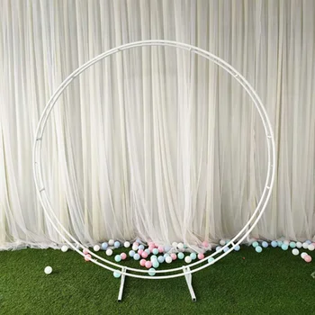 Altın Beyaz Çift Kutuplu Düğün Kemer Demir Metal İstikrarlı yapay çiçek Standı Parti Zemin Dekor Yuvarlak Halka Raf Fotoğraf Sahne