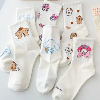 Cinnamoroll Sevimli Anime Çorap Sanrio Kawaii Karikatür Mymelody Ponpon Purin Saf Pamuk Spor Orta Tüp Çorap doğum günü hediyesi