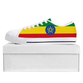 Etiyopya Bayrağı Düşük Üst yüksek kaliteli ayakkabılar Mens Womens Genç Kanvas Sneaker Etiyopya Prode Rahat Çift Ayakkabı Özel Ayakkabı