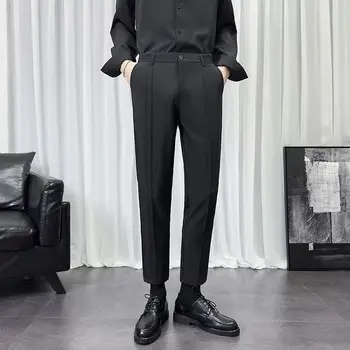 Katı Pantolon Erkek Yaz Yeni Kore Tarzı Düz bacak Gevşek Erkek günlük giysi Pantolon Düz Renk Moda Marka ClothesH189
