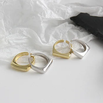 Minimalist Geometrik Düzensiz Ayarlanabilir Yüzük Kadınlar İçin 925 Ayar Gümüş moda takı Bijoux Parti Takı Hediyeler