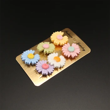 6 adet Plastik Papatya Çiçek Kiraz Çiçeği Kombinasyonu Broş Pin Emniyet Pimleri