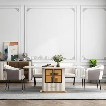 Parlak Kaya Kurulu Mutfak masası dolabı Modern ev mobilya ışık lüks High-End dikdörtgen büyük depolama yemek masası