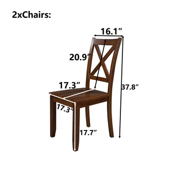 2 ADET Yemek Sandalyesi Ahşap Çiftlik Evi Yemek Odası Yan Sandalye Seti 2 Kişi için, X Şekli Geri Accent Kahvaltı mutfak mobilyası Kahverengi