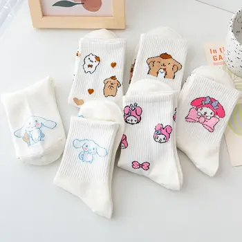 Cinnamoroll Sevimli Anime Çorap Sanrio Kawaii Karikatür Mymelody Ponpon Purin Saf Pamuk Spor Orta Tüp Çorap doğum günü hediyesi