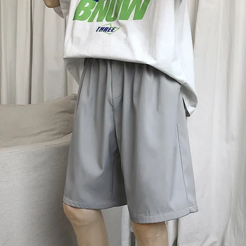 Erkekler Rahat Şort İnce Nefes Diz Boyu Pantolon Hip-pop Katı Şık Moda Retro Dış Giyim Gevşek Kore tarzı Streetwear