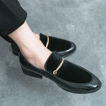 Erkekler Süet deri ayakkabı Rahat Terlik Erkekler İçin Elbise Ayakkabı Desen Yaz Loafer'lar Vintage Klasik İş Erkek Ayakkabı