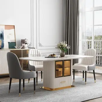 Parlak Kaya Kurulu Mutfak masası dolabı Modern ev mobilya ışık lüks High-End dikdörtgen büyük depolama yemek masası