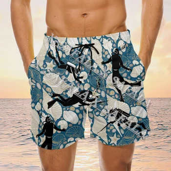 Tüplü Dalış Deniz Dibi Dalış Sevgilisi Aquanaut yüzme şortu Yaz Plaj Tatil şortu erkek Yüzme Pantolon Spor Yarım Pantolon-5
