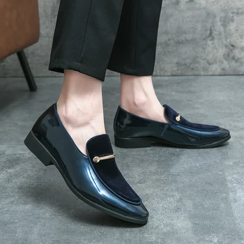 Erkekler Süet deri ayakkabı Rahat Terlik Erkekler İçin Elbise Ayakkabı Desen Yaz Loafer'lar Vintage Klasik İş Erkek Ayakkabı