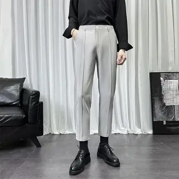 Katı Pantolon Erkek Yaz Yeni Kore Tarzı Düz bacak Gevşek Erkek günlük giysi Pantolon Düz Renk Moda Marka ClothesH189
