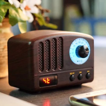 Retro Radyo-FM Radyo ile Taşınabilir Hoparlör Klasik Vintage Stil Mini Boy Bluetooth Hoparlör (Ahşap Rengi)