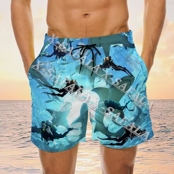 Tüplü Dalış Deniz Dibi Dalış Sevgilisi Aquanaut yüzme şortu Yaz Plaj Tatil şortu erkek Yüzme Pantolon Spor Yarım Pantolon-5