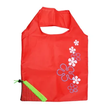 Çilek alışveriş çantası Çevre Dostu katlanabilir polyester el çantası Bakkal torbaları Omuz Kullanımlık Alışveriş keten çantalar Cep Tote